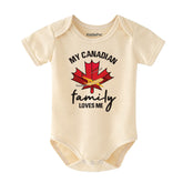My Canadian family loves me Unisex short sleeve baby boy girl clothes Canada Maple Leaf outfit newborn gift bodysuit custom shirt